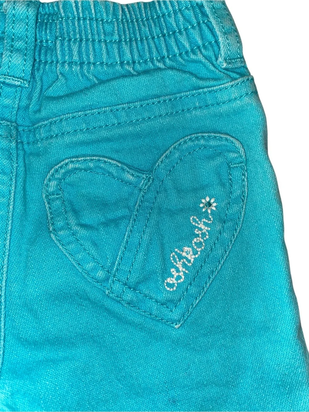 y2k OshKosh Bgosh Teal Heart pocket Girls jeans embroidered floral cute girly